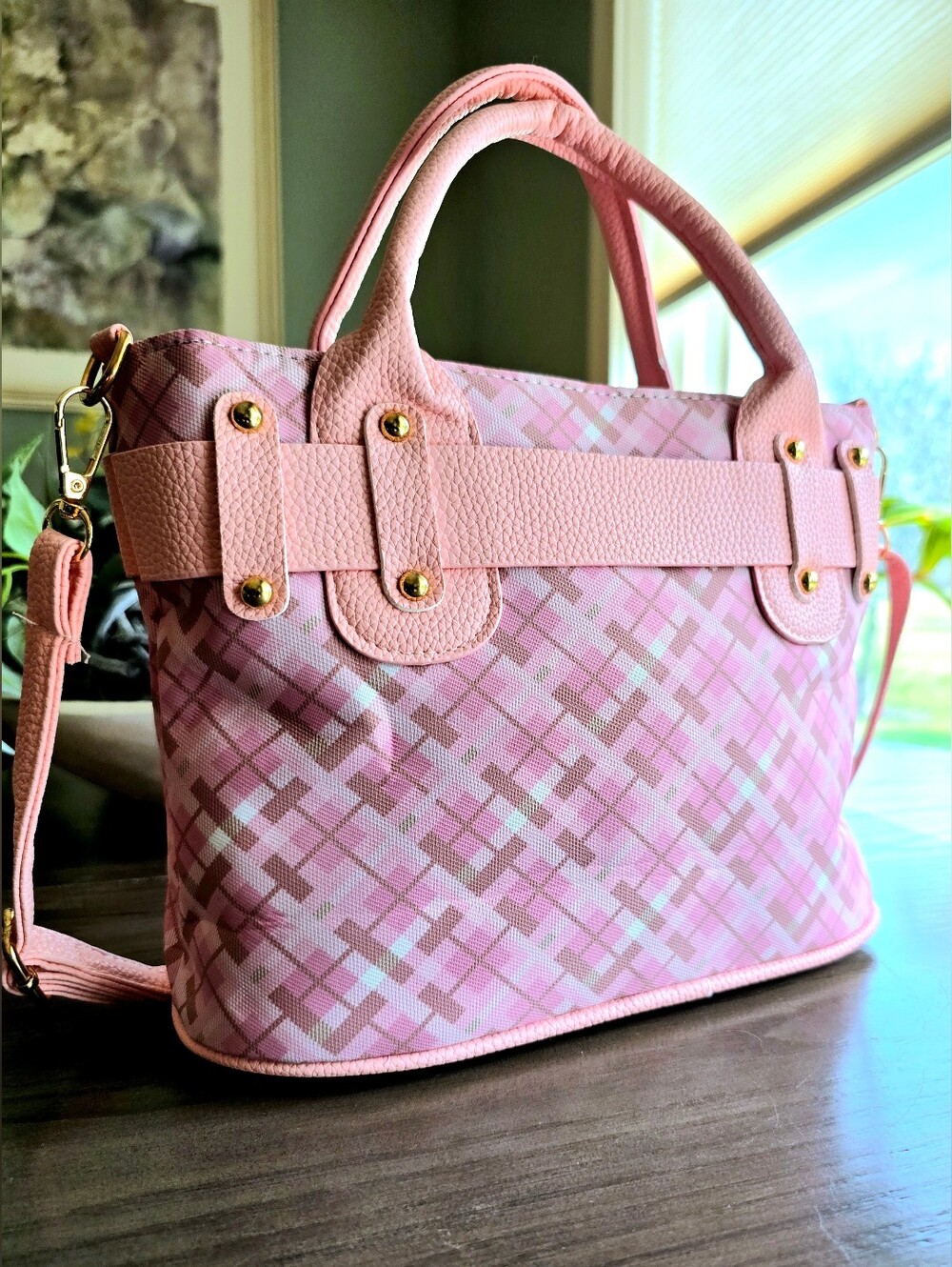 Sanrio Hello Kitty Pink Plaid Satchel / Crossbody NWT - Picture 8 of 12